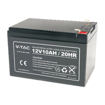 V-Tac VT-10-12 Batteria Piombo Acido 12V 10Ah con Attacchi T2 - SKU 23452
