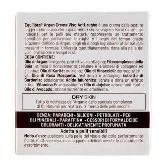 Equilibra Argan Crema Viso Anti-Rughe Nutriente Pelli Mature 50ml