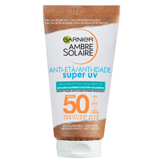 Garnier Ambre Solaire Crema Viso Protettiva Anti-Età Super UV SPF 50 Garnier Ambre Solaire Crema Viso Protettiva Anti-Età Super UV SPF 50
