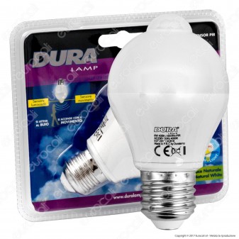 [TERMINATO] Duralamp Sensor Pir Lampadina LED E27 6W Bulb A65 con