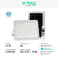 Immagine 4 - V-Tac VT-120W Faro LED Floodlight 15W IP65 Colore Bianco con Pannello Solare e Telecomando - SKU 7844 / 7843