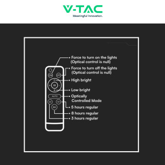 V-Tac VT-120W Faro LED 15W IP65 Bianco Pannello Solare e Telecomando