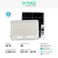 Immagine 4 - V-Tac VT-240W Faro LED Floodlight 30W IP65 Colore Bianco con Pannello Solare e Telecomando - SKU 7848 / 7847