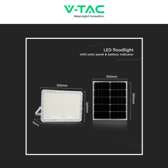 VT-240W Faro LED 30W IP65 Pannello Solare Telecomando Bianco V-Tac