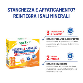 Equilibra Potassio & Magnesio 3 Formula Potenziata 14 Bustine