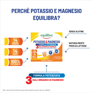 Equilibra Potassio & Magnesio 3 Formula Potenziata 14 Bustine