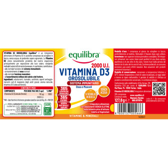 Equilibra Vitamina D3 Orosolubile Integratore Alimentare Ossa Muscoli