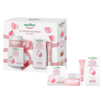 Equilibra Kit Viso Rosa Ialuronica Anti-Aging Rigenerante con Crema Viso +...