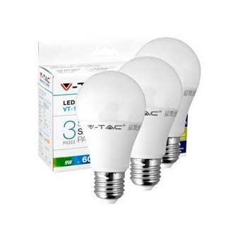 V-Tac VT-1900 Super Saver Pack Confezione 3 Lampadine LED E27 9W Bulb