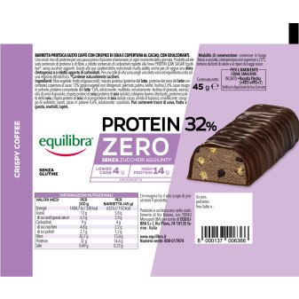 Equilibra Protein 32% Barretta Proteica Zero Crispy Coffee 45g