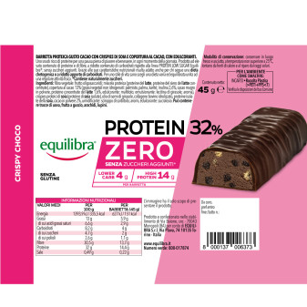 Equilibra Protein 32% Barretta Proteica Zero Crispy Cacao 45g