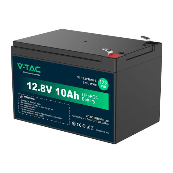 V-Tac VT-12.8V10AH-L Batteria LiFePO4 12,8V 10Ah - SKU 11940 V-Tac VT-12.8V10AH-L Batteria LiFePO4 12,8V 10Ah - SKU 11940