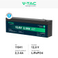 Immagine 2 - V-Tac VT-12.8V2.3AH-L Batteria LiFePO4 12,8V 2,3Ah con Attacchi T2 IP55 - SKU 11941