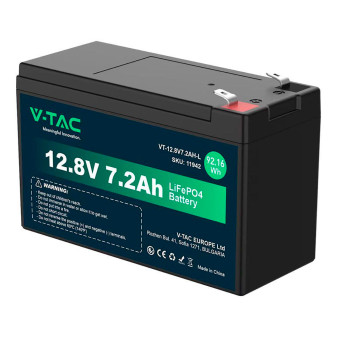 V-Tac VT-12.8V7.2AH-L Batteria LiFePO4 12,8V 7,2Ah con Attacchi T2 IP55 - SKU...