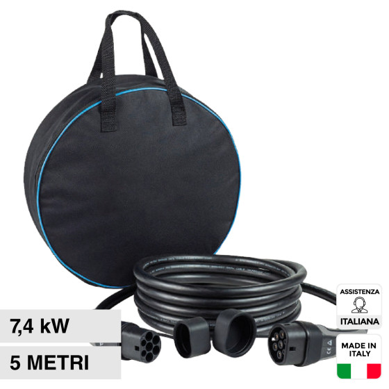 Daze Cavo di Ricarica AC Tipo 2 7,4kW Monofase IP55 Grigio 5m Daze Cavo di Ricarica AC Tipo 2 7,4kW Monofase IP55 Grigio 5m