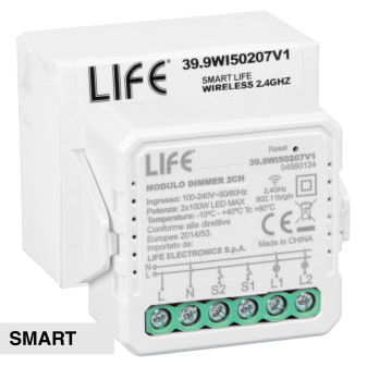 Life Modulo Relè Smart 2CH Ricevitore Interruttore Dimmer ON/OFF Wi-Fi 2.4...