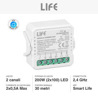 Modulo Relè Smart 2CH ricevitore Interruttore Wi-Fi 2.4 GHz Smart Life