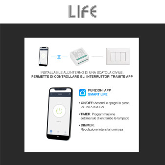 Modulo Relè Smart 2CH ricevitore Interruttore Wi-Fi 2.4 GHz Smart Life