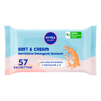 Nivea Baby Soft & Cream Salviette Detergenti Idratanti Formula Vegana con...