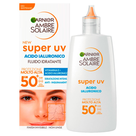 Garnier Ambre Solaire Fluido Idratante Super UV SPF 50+ Garnier Ambre Solaire Fluido Idratante Super UV SPF 50+