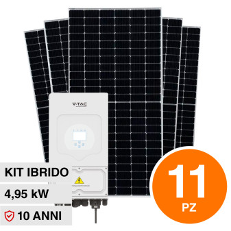 V-Tac Kit 4.95kW 11 Pannelli Solari Fotovoltaici 450W IP68 + Inverter...