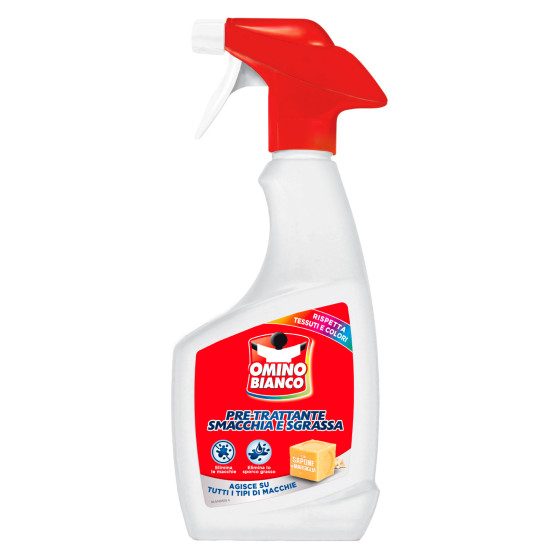 Smacchia e Sgrassa Pre-Trattante Spray Omino Bianco 500ml Smacchia e Sgrassa Pre-Trattante Spray Omino Bianco 500ml