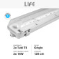 Immagine 2 - Life Plafoniera Lineare Lite Porta Tubi LED IP65 per 2 Tubi T8 G13 da 120cm Colore Grigio - mod. 39.PFL1212
