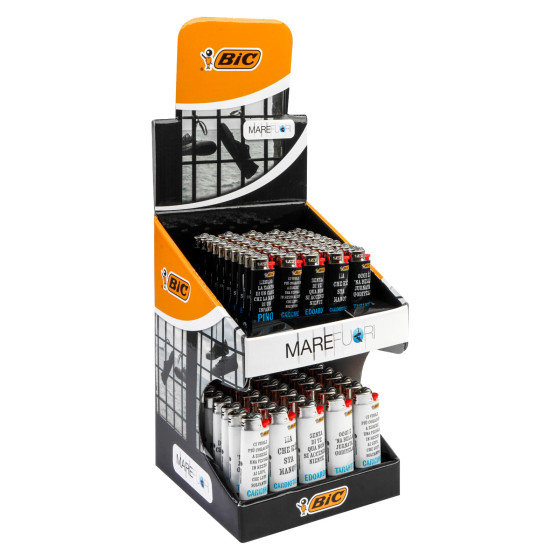 Bic Espositore Due Piani con Accendini Mini e Maxi Mare Fuori - Box da 100 Bic Espositore Due Piani con Accendini Mini e Maxi Mare Fuori - Box da 100