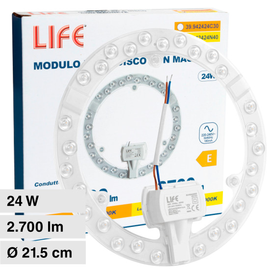 Modulo LED SMD Circolare con Magnete 24W per Plafoniere Life Modulo LED SMD Circolare con Magnete 24W per Plafoniere Life