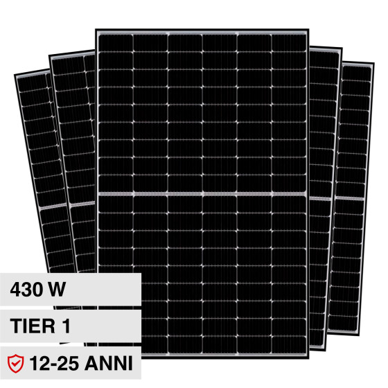 Pannelli Solari Fotovoltaici 430W TIER 1 TOPCon IP68 Telaio Nero V-Tac Pannelli Solari Fotovoltaici 430W TIER 1 TOPCon IP68 Telaio Nero V-Tac