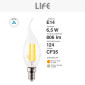 Immagine 4 - Life Lampadina LED E14 Filament 6.5W Candle CF35 Fiamma Transparent - mod. 39.920123C27 / 39.920123N40
