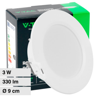 V-Tac VT-61003 Pannello LED Rotondo Slim 3W SMD da Incasso con Driver - SKU...