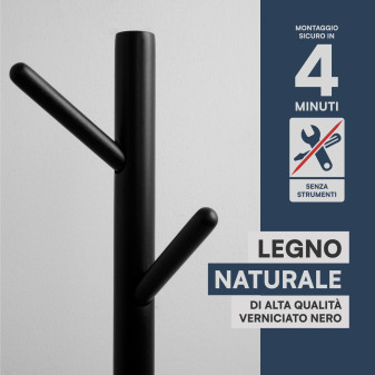 Appendiabiti da Terra Legno Naturale 8 Ganci 2 Altezze 3 Colori
