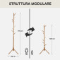 Immagine 10 - Appendiabiti da Terra Legno Naturale Alta Qualità Attaccapanni con 8 Ganci Struttura Modulare 2 Altezze Stabile Resistente