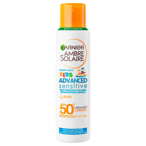 Garnier Ambre Solaire Kids Advanced Sensitive SPF 50+ Spray Anti Sabbia Garnier Ambre Solaire Kids Advanced Sensitive SPF 50+ Spray Anti Sabbia