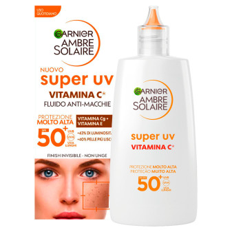 Garnier Ambre Solaire Fluido Anti-Macchie Super UV con Vitamina C SPF 50+...