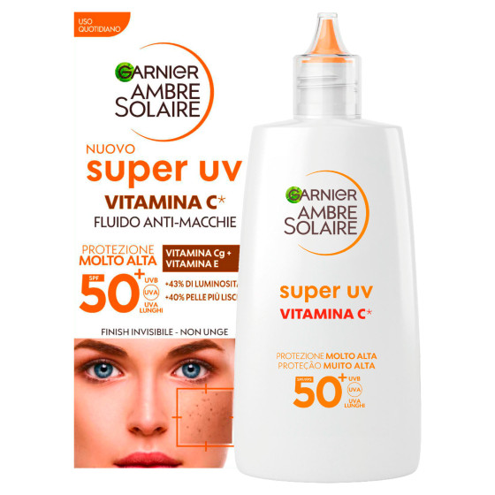 Garnier Ambre Solaire Fluido Anti Macchie Super UV SPF 50+ Garnier Ambre Solaire Fluido Anti Macchie Super UV SPF 50+
