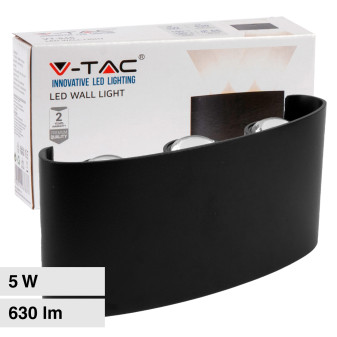 V-Tac VT-846 Lampada LED da Muro 5W Wall Light Nera con 6 LED SMD Applique...