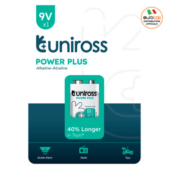 Uniross Power Plus Alkaline L6LR61 / E-Block / Transistor / 9V Pila Alcalina...