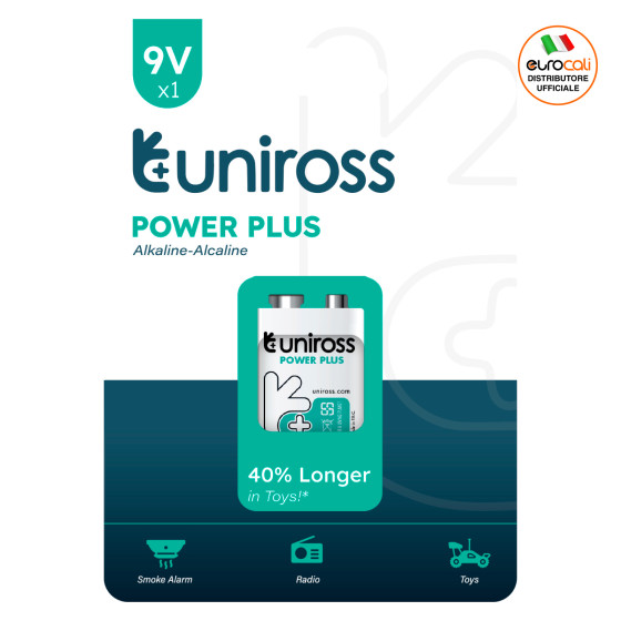 Pila 9V Transistor Power Plus 6LR61 E-Block Uniross Pila 9V Transistor Power Plus 6LR61 E-Block Uniross