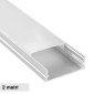 Immagine 1 - V-Tac VT-8204 Profilo Piatto Largo in Alluminio per Strisce LED a Superficie con Copertura Opaca Lunghezza 2 metri - SKU 23176