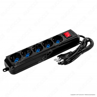Life Multipresa 5 Posti Colore Nero con Interruttore - per Interno -