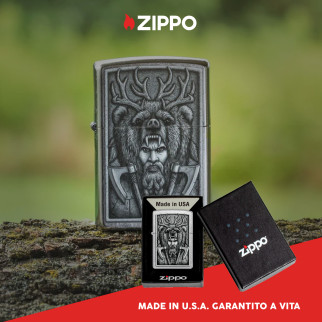 Accendino Zippo 48731 Barbarian Design Ricaricabile Antivento