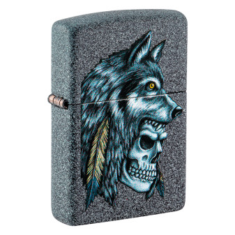 Zippo Accendino a Benzina Ricaricabile ed Antivento con Fantasia Wolf Skull...