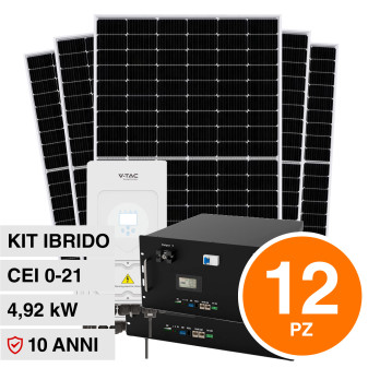 V-Tac Kit 4,92kW 12 Pannelli Solari Fotovoltaici 410W + Inverter Monofase +...
