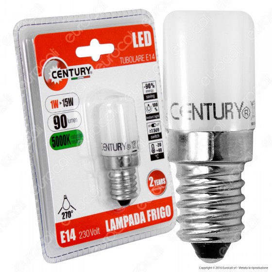 Century Lampadina LED E14 1,8W Tubolare per Frigoriferi - mod. Century Lampadina LED E14 1,8W Tubolare per Frigoriferi - mod.
