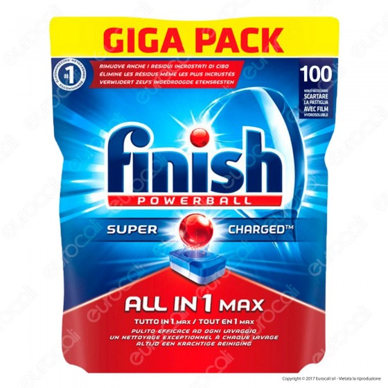 Finish Powerball Tutto in 1 Max per Lavastoviglie - 100 Pastiglie Finish Powerball Tutto in 1 Max per Lavastoviglie - 100 Pastiglie