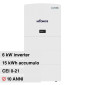 Immagine 1 - V-Tac Kit All-In-One Fotovoltaico Inverter Monofase Ibrido 6kW + Accumulo 15,3kWh CEI 0-21 Wi-Fi IP65 - SKU 119821 + 11983