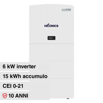 V-Tac Kit All-In-One Fotovoltaico Inverter Monofase Ibrido 6kW + Accumulo...