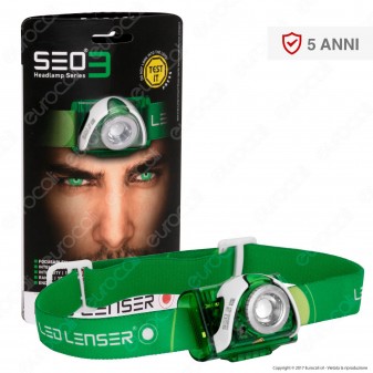Ledlenser Seo 3 Torcia LED Headlight Multifunzione Colore Verde -